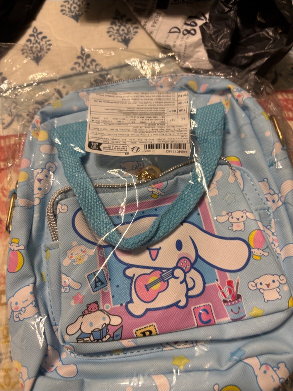 Kids Light Blue Character Mini Backpack with Guitar Puppy - Cute Carry Bag